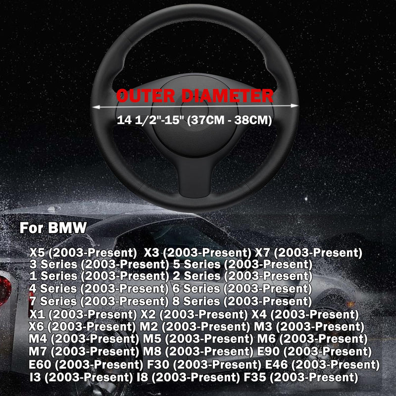  [AUSTRALIA] - Car Steering Wheel Cover for BMW X3 X5 X7 3 5 Series 328i 528i 535i 530i 540i 320i 330i 325i X1 X2 X4 X6 1 2 4 6 7 8 Series e90 e60 f30 Accessories, 2026 Leather Black (Red Blue)