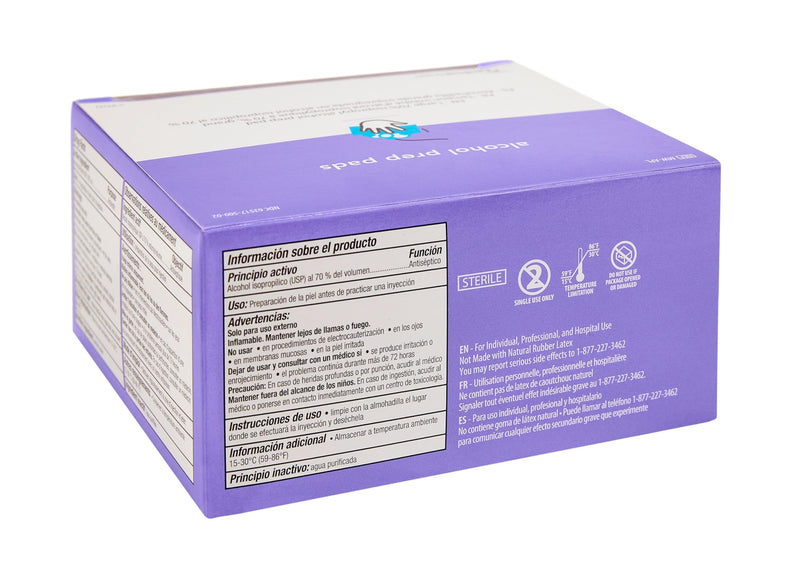 Cardinal Health MW-APL Individually Packaged 70% Isopropyl Alcohol Prep Pad - 9 x 4.5 cm - Non-Woven Pad - Topical Antiseptic - Prepare Skin for Injections - 2 Ply - Large - 1 Box of 200 Each