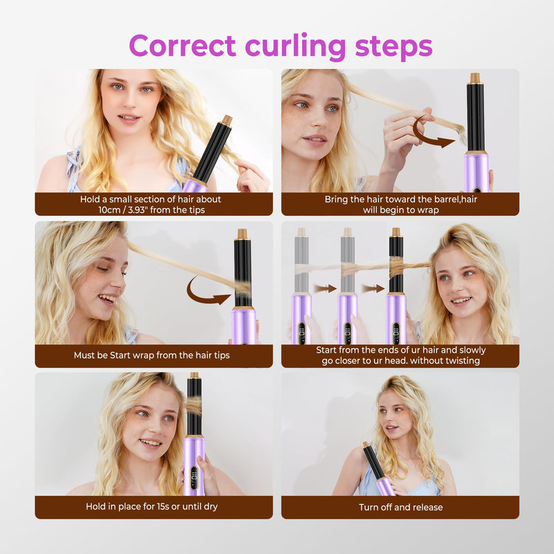 UMIGA All-in-One Hot Air Styler, Hair Air Styler 5 in 1 Set, Multi-Styler | Airbrush - Blow Dryer Brush Set with Curler, Straighten, Wavy, Smooth, Magic Styler for Travel and Home Hair Styling Purple