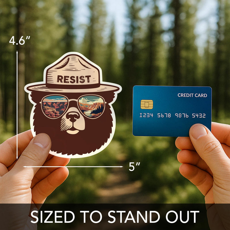 Funny Smokey The Bear Sticker, Smokey The Bear Resist Bumper Stickers for Car Truck Laptop, Firefighting Wildfires Camping Stickers, National Parks Gifts for Men, Women, Nature Lovers, 4.6x5 1