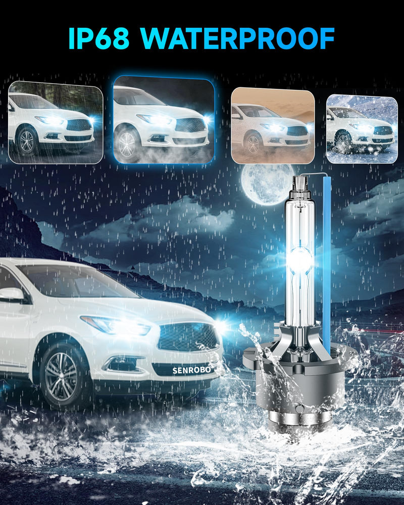 D2S HID Bulbs Fit for Infiniti 2014-2017 QX50 QX60 2003-2013 FX35 FX37 FX45 FX50 G25 G35 G37 EX35 EX37 Xenon Headlight Bulbs, High Low Beam Light Bulb, 8000K White Blue, Pack of 2 D2S-8000K