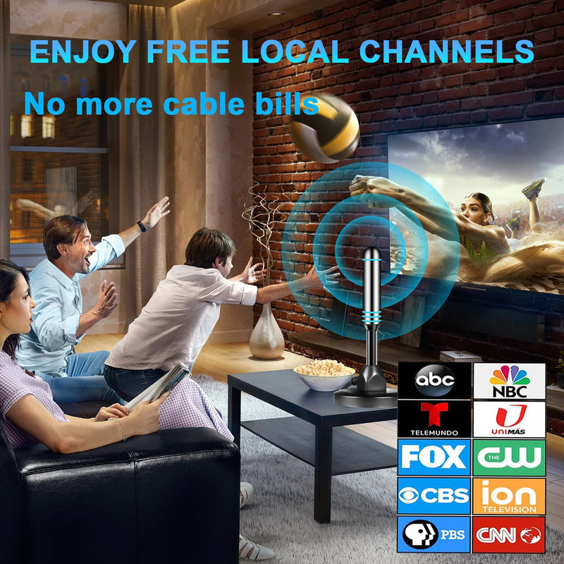 TV Antenna for Local Channels, TV Antenna for Smart TV Indoor -16.5ft Cable | with Support 4K 1080P, 360° Long Range TV Antenna, with Magnetic Base, Easy Installation -(Blue) Blue