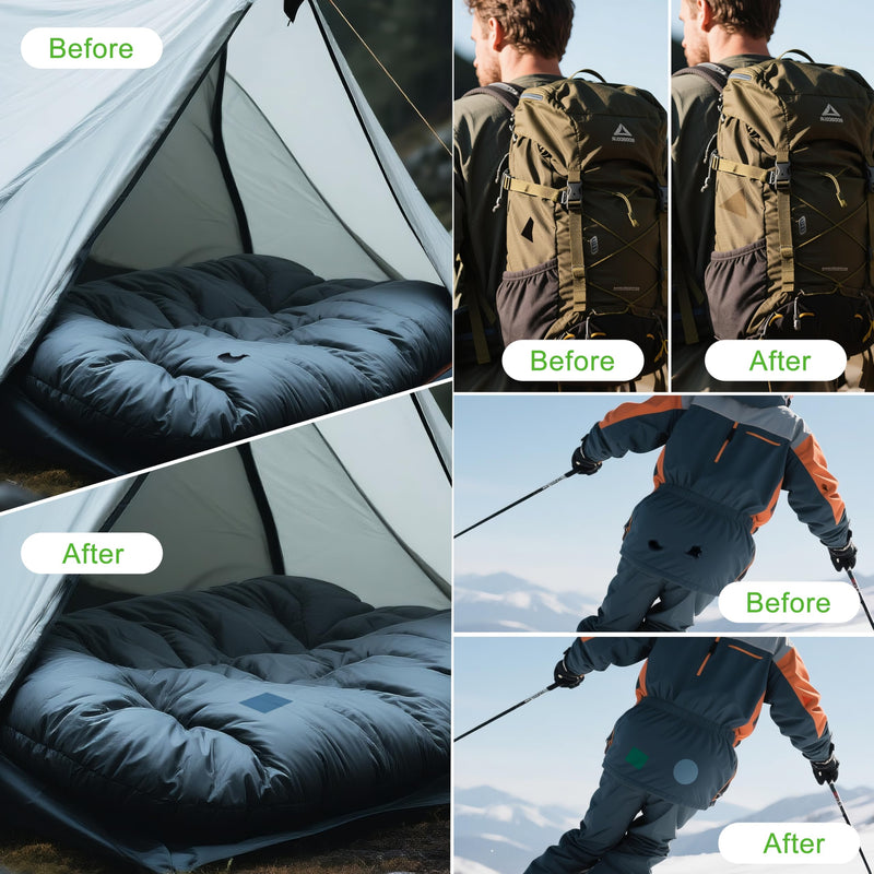 7x9in Nylon Repair Patch，Tent Repair Kit，Self Adhesive Waterproof Fabric Repair Tape for Tent, Umbrella, Sleeping Bag, Down Jackets,Knapsack.（Black,6ps） 7x9in Black