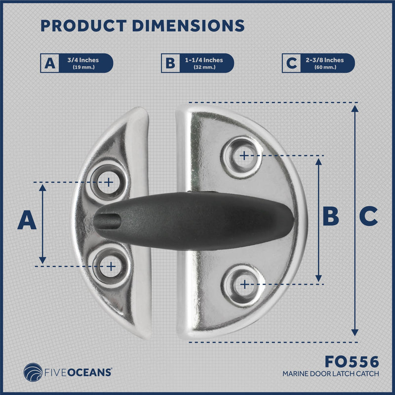 Five Oceans Marine Boat Latch, 2-3/8 Inch Round Twist Lock, 316 Stainless Steel Door Latch Catch for Boat Compartments, Cabinets, Hatches, and Center Console Doors - FO556