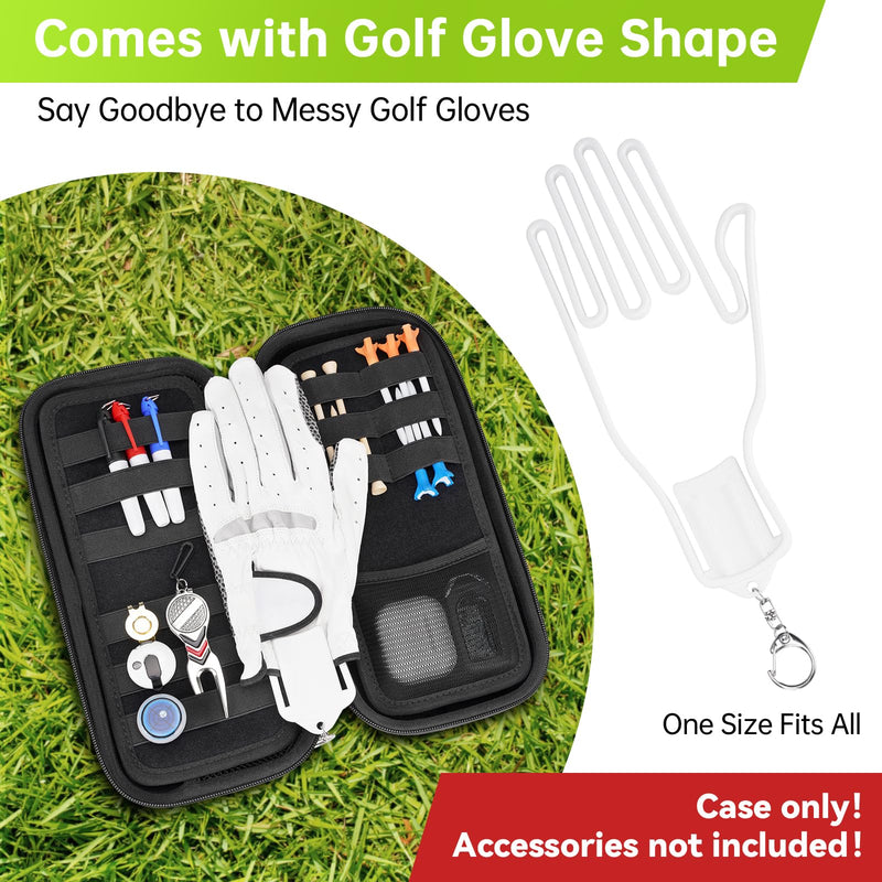 YOREPEK Golf Glove Case with Removable Glove Shaper, Golf Gifts for Men with 2 Dividers, Protective Hard Shell Golfing Organizer Fits Balls, Tees, Markers, Divot Tool, Accessories, Black White