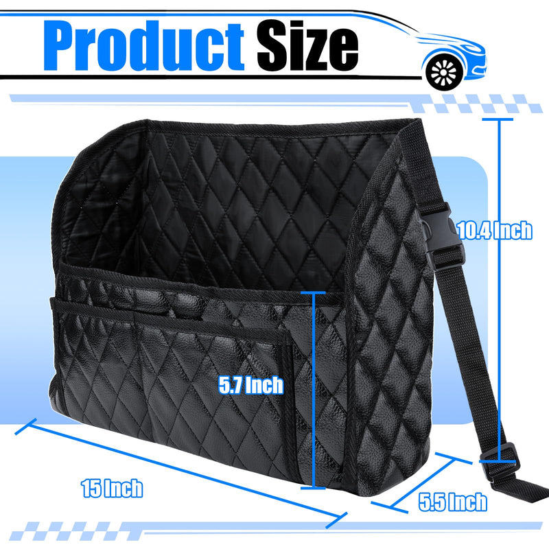 Car Purse Holder Between Seats, Leather Auto Front Seat Handbag Organizer Pocket, Large Capacity Car Net Pocket Handbag Holder, Backseat Barrier Storage Bag for Kids Pet, Fits for Car, Truck, SUV