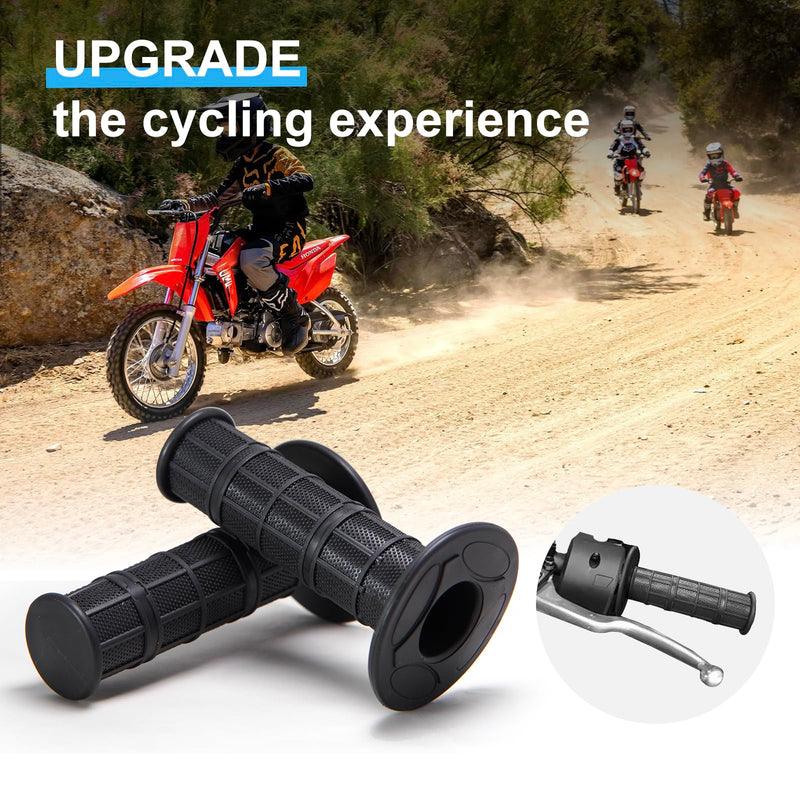 7/8" Motorcycle Hand Grips Dirt Bike Grips for CRF YZF WRF KXF KLX Pit-Bike, Soft Rubber Hand Handlebar Grip,Black Black