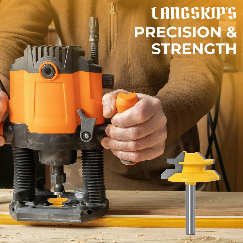 45 Degree Lock Miter Router Bit 3-Piece Set, for 1/2”, 5/8”, 3/4” Cutting Height.1/4 Inch Shank .Woodworking Tools Joint Router Bits Easy to Create Lock Miter Joint