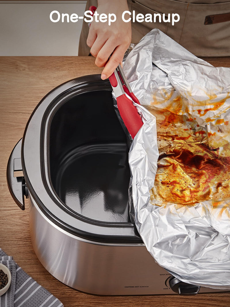 SMARTAKE Foil Electric Roaster Liners, 4-Count Disposable Turkey Oven Cooking Bags, Fits 16, 18, 22 Quart Roaster Pan, Instant Cleanup for Thanksgiving Christmas, 16 x 34 Inch