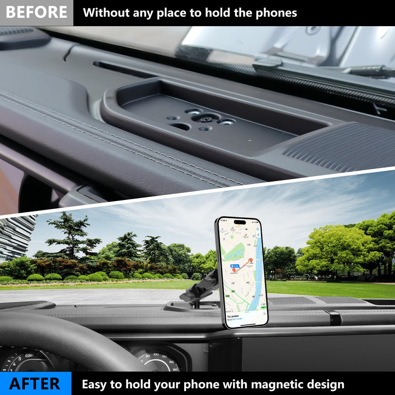 Magnetic Phone Mount for 2024-2026 Jeep Wrangler JL 4XE | MagSafe Dashboard Holder for 12-17 Series Accessories, 360° Rotation Phone Holder for 2025-2026 Jeep Gladiator JT