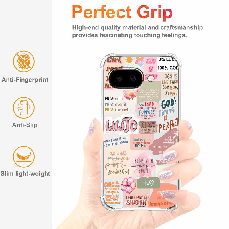 Case for Google Pixel 10a with Christian Design,Jesus Bible Verse Collage,Clear Slim Soft TPU Bumper Phone Cover,6.3”(Christian,P10a)