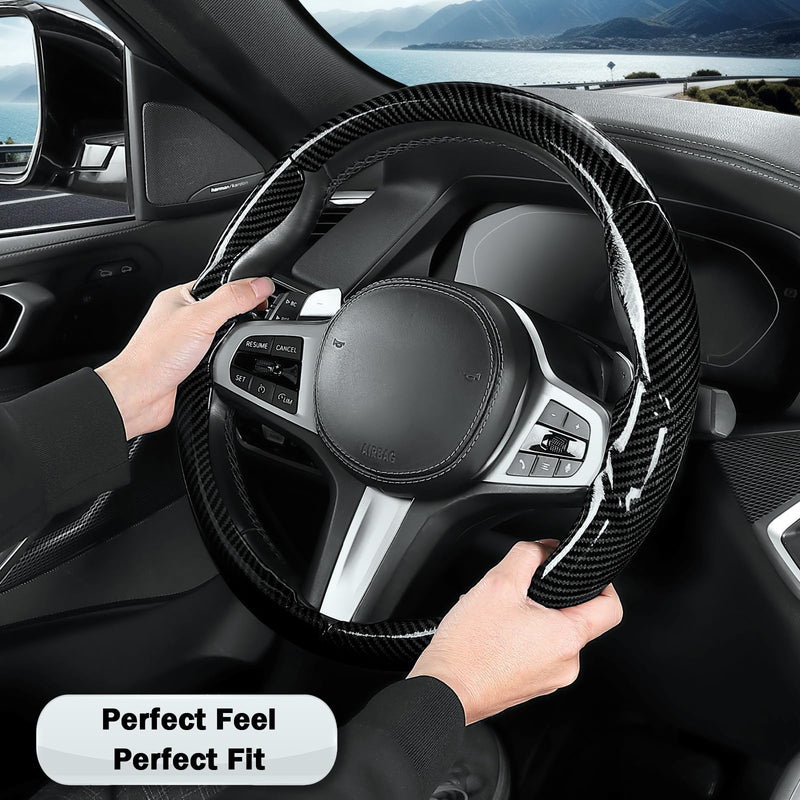 Steering Wheel Cover for BMW 3 4 Series(2021-2024) 5 Series(2020-2023) X5(2019-2020) X7(2020-2025) 328i 320i 330i 325i 528i 535i 530i M3 2 4 7 8 Series X3M X4 X6 XM M2 M4 M5 M8 Z4 i4, Glossy Black 2019BMW