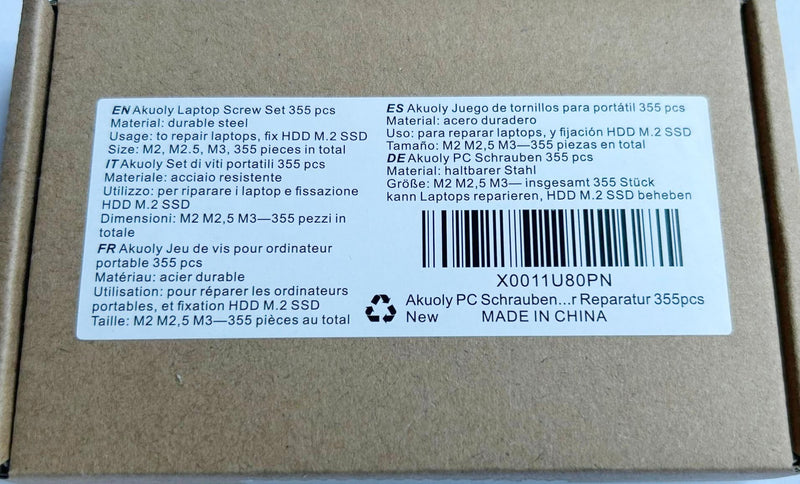 Laptop Screw Set PC M2 M3 M2.5 Screw Standoffs for Universal Laptops and Hard Drive Disk M.2 SSD, 355 Pieces