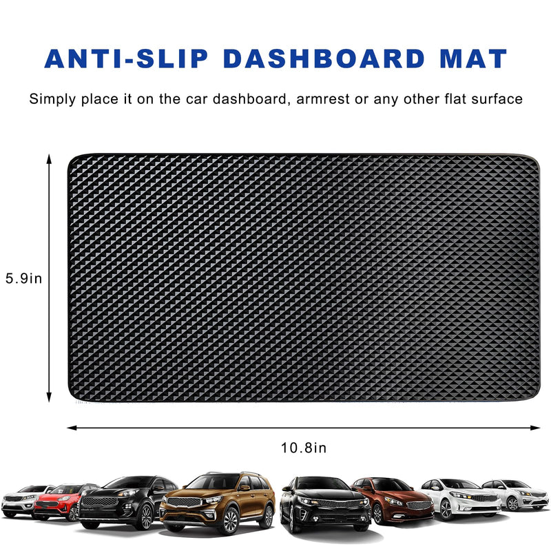 Car Dashboard Anti-Slip Mat, 10.8"×5.9" Large Auto Dash Sticky Pad Washable Gripping Mat, Heat Resistant Anti Skid Pad Universal Interior Accessories for Most Vehicles (Grid) Grid