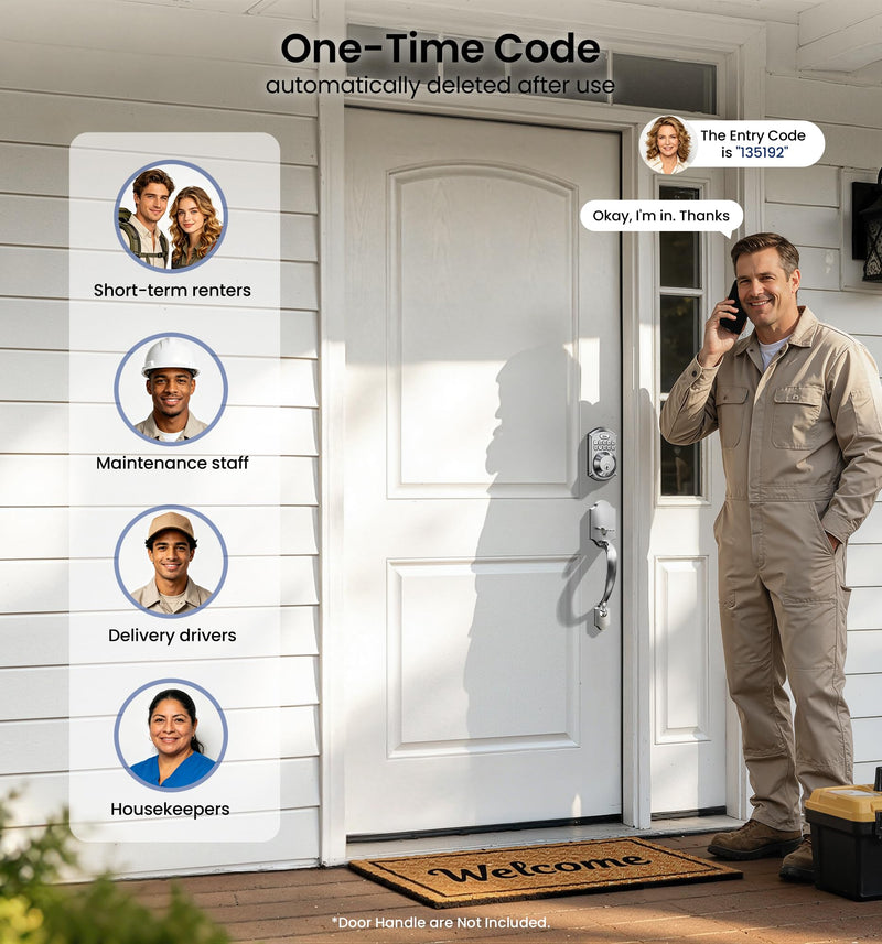 Veise VE001 Keyless Entry Door Lock with Keypad, Electronic Keypad Deadbolt for Front Door, 20 User Codes & One-Time Passcode, Auto Lock, IP55 Waterproof, Easy Installation for Home Apartment Rental Satin Nickel