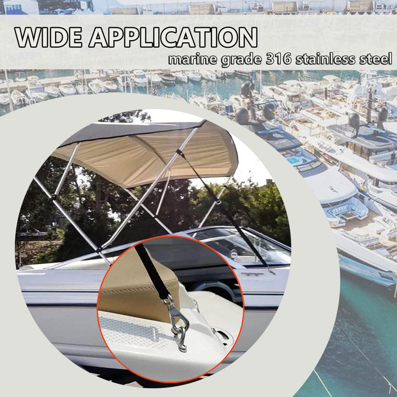 Adjustable Bimini Top Straps,Marine Awning Webbing Straps with Stainless Stee Heavy Duty Snap Hooks,Bimini Top Hardware,Marine Nylon Top Strap (Big Hook Strap) 2PCS
