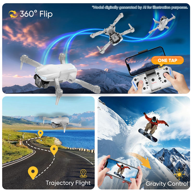 1080P Drone with Camera for Kids & Adults Beginners, Foldable FPV Quadcopter with One Key Takeoff/Landing, Gesture Control, 360° Flips, 2 Batteries, Toy Gift for Teen Boys and Girls
