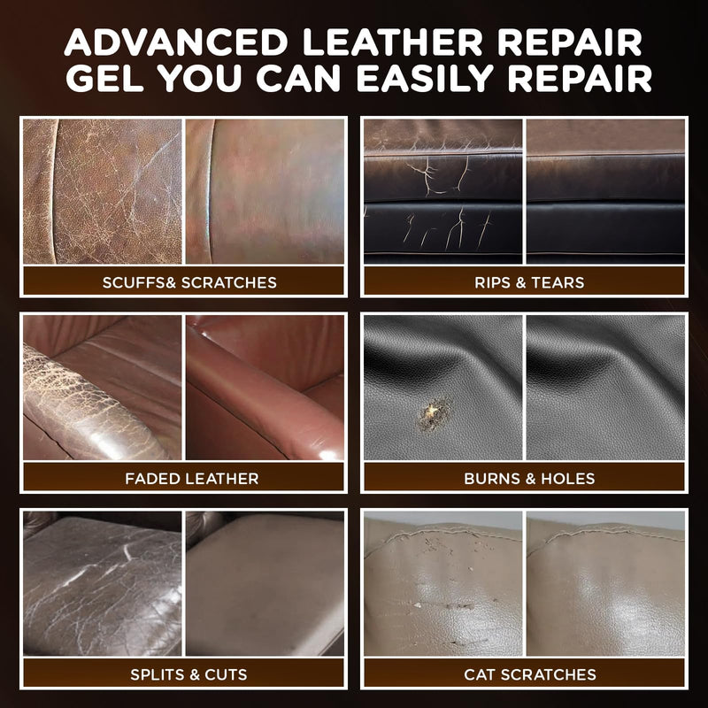 Vinyl and Leather Repair Kit, Black Vinyl Repair kit for Car Interiors, Furniture, Couches,Shoes,Restore Leather Scratch, Tears & Burn Hole 2 Black Color