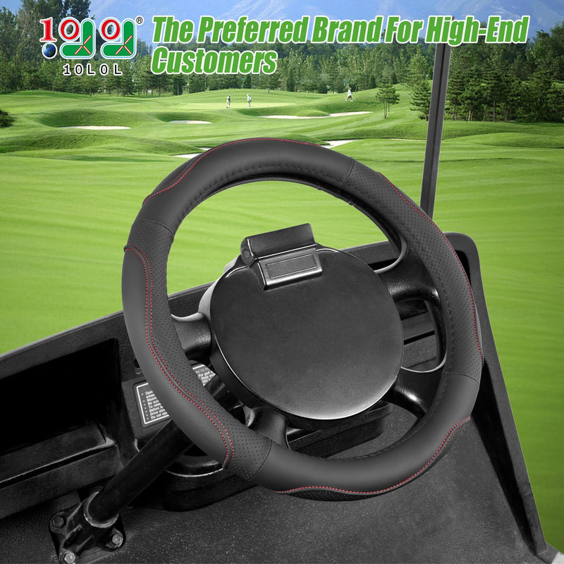  [AUSTRALIA] - 10L0L 13 Inch Golf Cart Steering Wheel Covers for EZGO TXT&RXV, Upgraded Microfiber Anti-Slip Steering Wheel Cover with Pu Leather Red