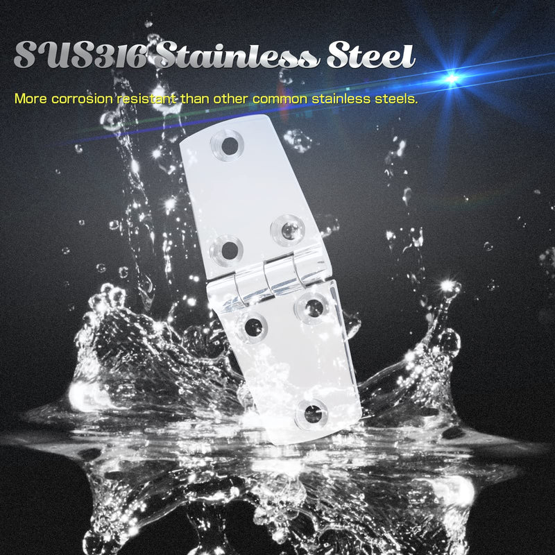 AMYSPORTS Marine Mount Door Hinges Steel Stainless Hatch Boat Hinge Hardware Heavy Duty Boat Hinge Deck Cabinet SUS316 1.51 inch x 4.00 inch 2pcs