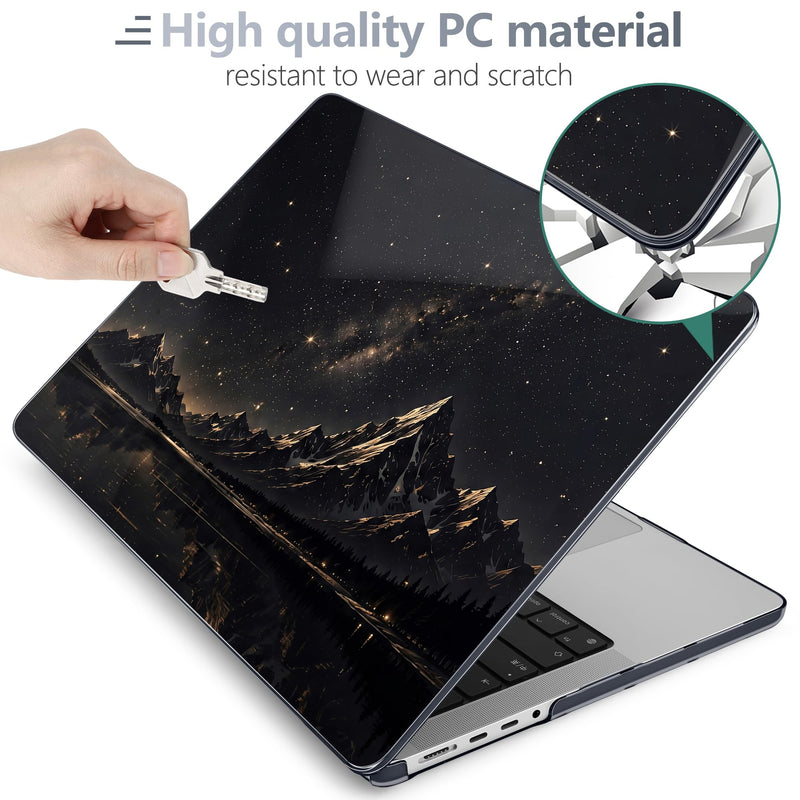 Batianda Case for MacBook Pro 14" 2026 2025-2021 Release, Starry Mountain | 4-in-1 bundle with starry mountain art, scratch-resistant slim hard shell protection for travelers and outdoor nature lovers
