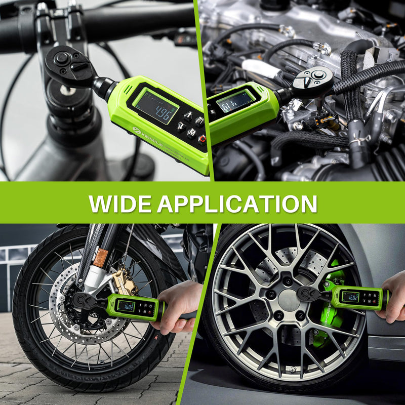 Digital Torque Wrench 1/4" Drive-4-266In.Lb/0.45-30N.m, Electric Torque Wrench With Vibration Buzzer LED Indicator,±2% Accuracy Five Units for Bike Motorcycle Car Auto Repair,DIY,Green Black 1/4" 4-266 In.Lb