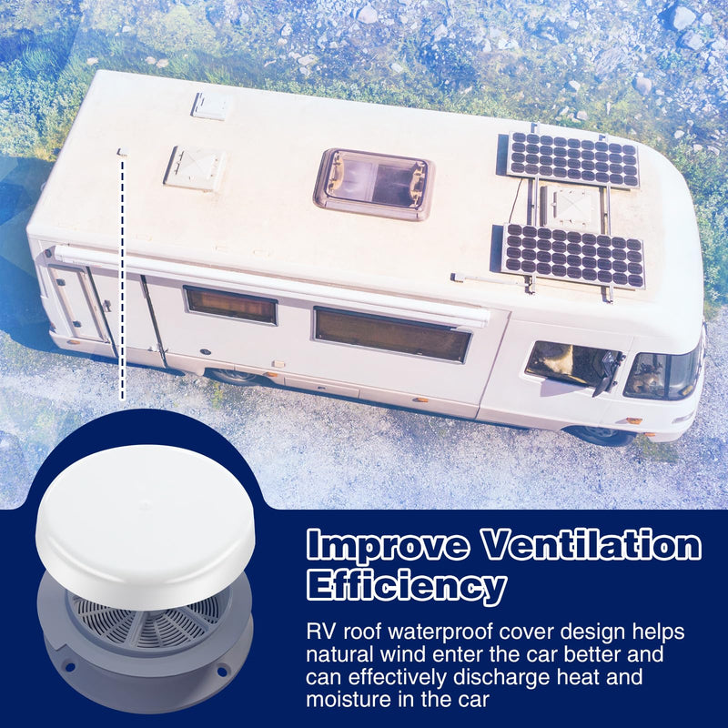 2 Pack RV Mushroom Vent Cap Compatible with Keystone Camper Trailer, RV Mushroom Roof Vent, Motorhome Water Guard for Vehicle Plumbing Ventilator Cap (Fan Base Not Included) (White) 2 White