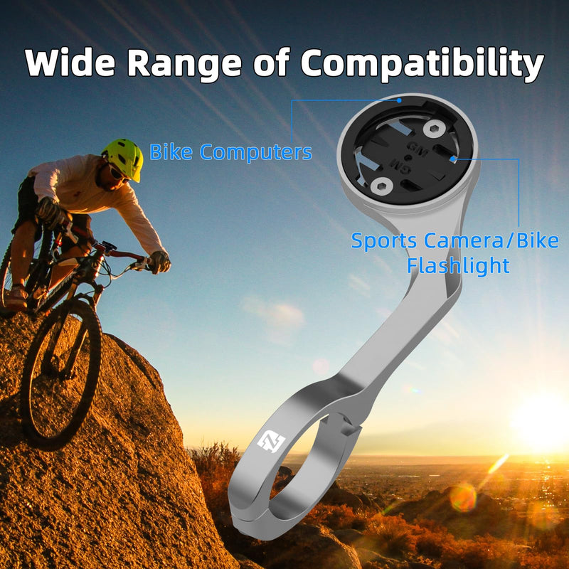 Out Front Bike Computer Mount for Garmin,Aero Bar Bike Mount Compatible with Wahoo,with Garmin,with Bryton & with Cateye,Integrated Handlebar Stand for GPS Computer,Flashlight and Sport Camera Out Front Mount-Grey