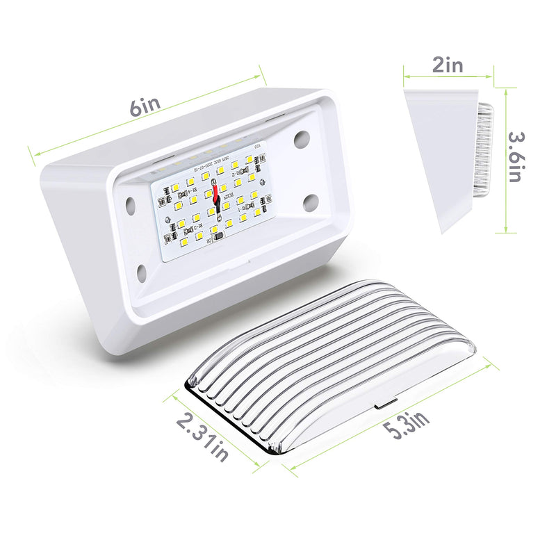 Leisure LED RV Exterior Porch Utility Light - 12v 280 Lumen Lighting Fixture. Replacement Lighting for RVs, Trailers, Campers, 5th Wheels. White Base, Clear and Amber Lens Included (White, 2-Pack)