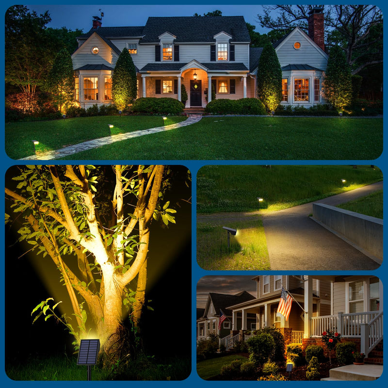 Solar Spot Lights Outdoor Waterproof IP65, Bright LEDs Solar Landscape Lighting for Outside Garden Yard, Solar Powered Spotlights for Accent Uplighting Backyard Statue Palm Tree, 2 Pack/Warm Warm White