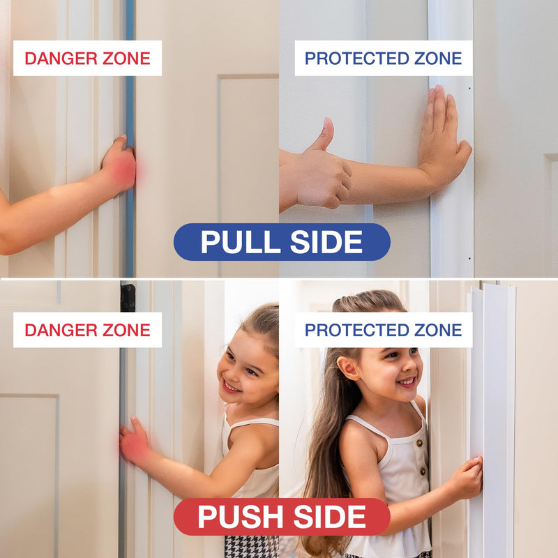 Fingersafe Home Door Finger Guard 43” uPVC Complete Set for Kids Safety- Push & Pull Door Finger Pinch Guard for Kids - Easy 3M Stick-On Safety Cover - Made in USA Finger Guards for Doors HOME-COMPLETE-SET