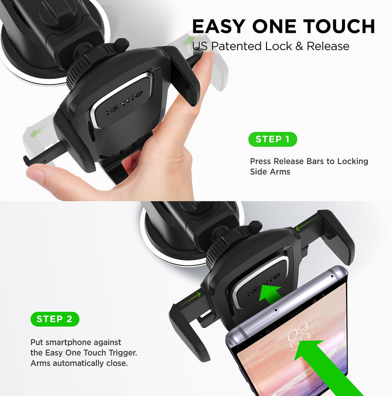 iOttie Easy One Touch 4 Dash & Windshield Universal Car Mount Phone Holder Desk Stand for -iPhone, Samsung, Moto, Huawei, Nokia, LG, Smartphones, Black 1st Generation