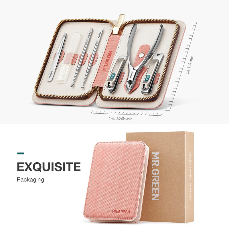 MR.GREEN 7in1 Manicure Sets Personal Care Tools Stainless Steel Professional Nail Clippers Pedicure Set Travel Case Kits (Mr-6020) Mr-6020