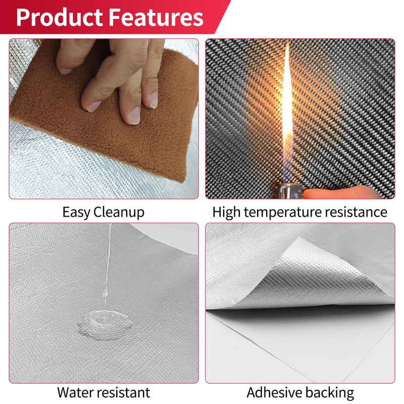 11.8'' X 118.1'' Aluminized Heat Shield Tape, Fiberglass Insulation Thermal Barrier Self Adhesive Backed Blanket Mat Reflective Material High Temp Protection 11.8 x 118.1 Inch