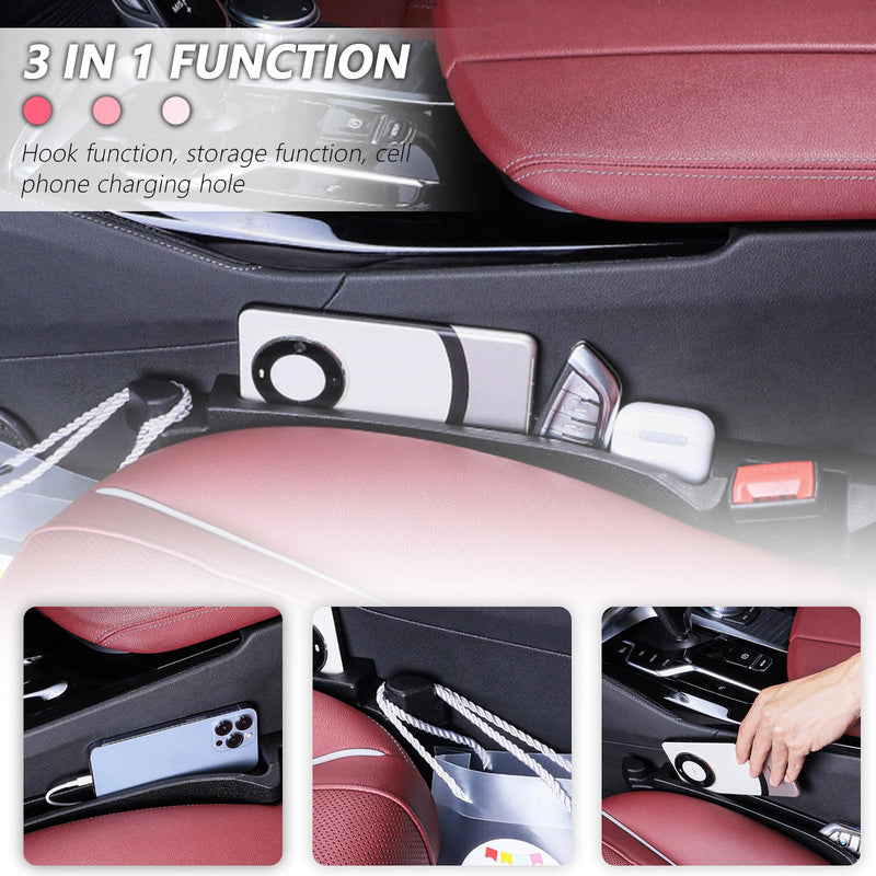 2PCS Car Seat Gap Filler Organizer and Carry Hook,Upgraded Multifunction Gap Filler for Car with Filling Gaps and Storing for Phones Keys,Universal No Drop Seat Guard for Cars