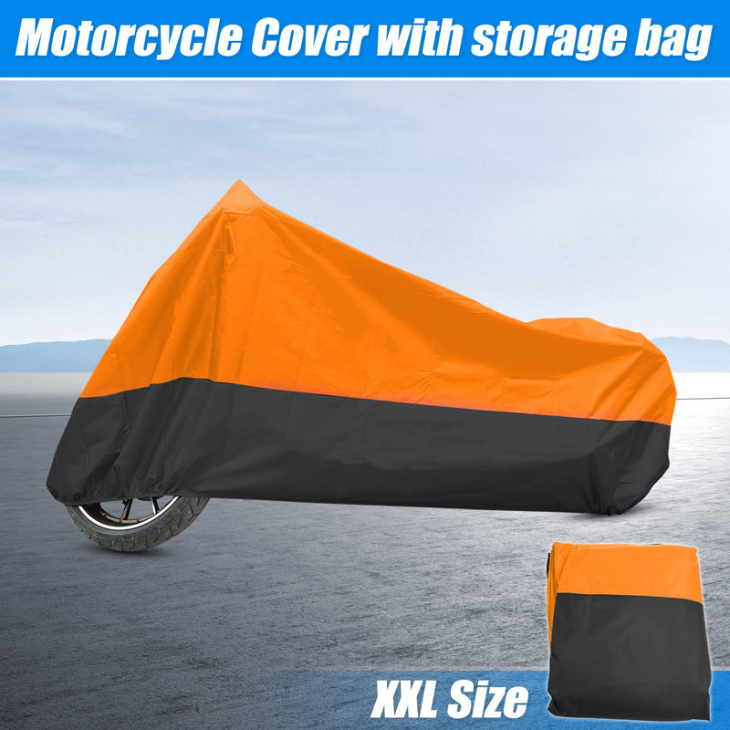 uxcell Motorcycle Cover Rain Dust Protector XXL for Harley Davidson Cruiser Sportster Fatboy Softail Dyna Super Glide Orange Black