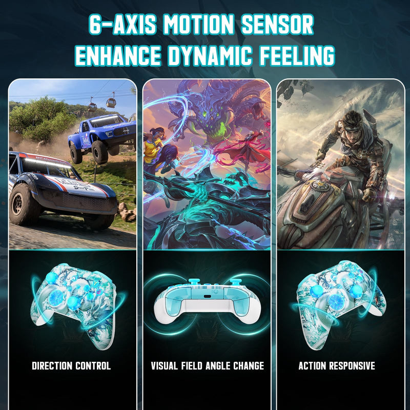 Gamrombo Wireless Gaming Controller Replacement for Xbox One, Xbox Series X|S, Xbox One S|X Controller with Hall Triggers, Hall Joysticks, Adjust RGB Light, Marco, Turbo, Audio Jack Jade Dragon