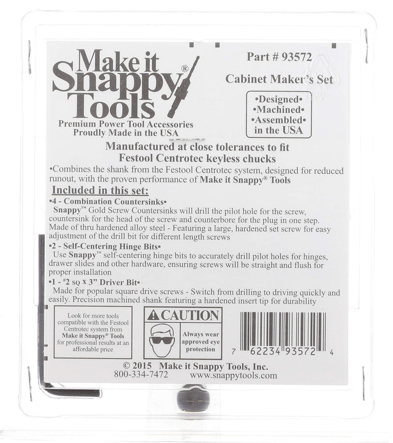 Snappy Tools 7-Piece Cabinet Makers Set Compatible with Festool Centrotec Chucks