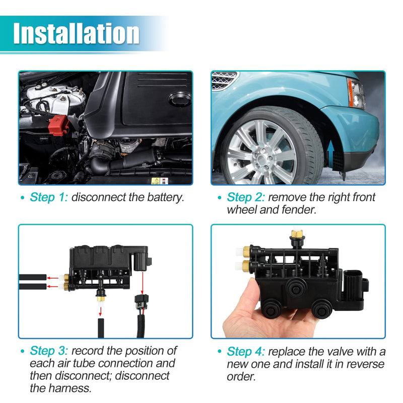 X AUTOHAUX RVH000095 Front Air Suspension EAS Valve Block Transfer Valve for Land Rover LR3 2005-2009 for Land Rover LR4 2010-2016 for Land Rover Range Rover Sport 2006-2013