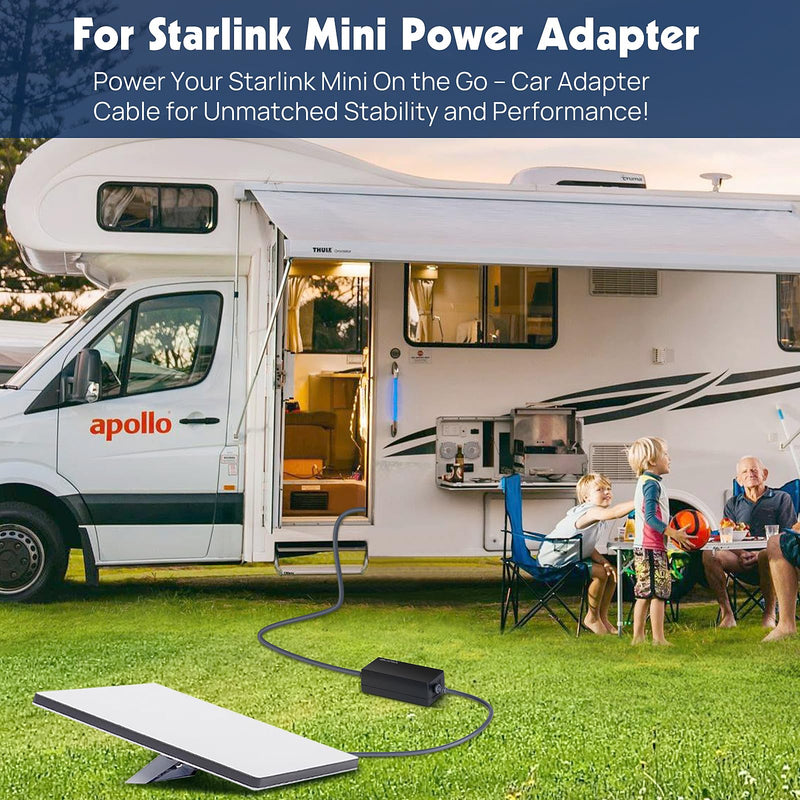 Starlink Mini Car Adapter - 12V~24V DC Power Cable with Adapter for Starlink Mini - Compact & Stable Starlink Mini 12v Adapter for Car, RV, Camping, and Off-Grid Use