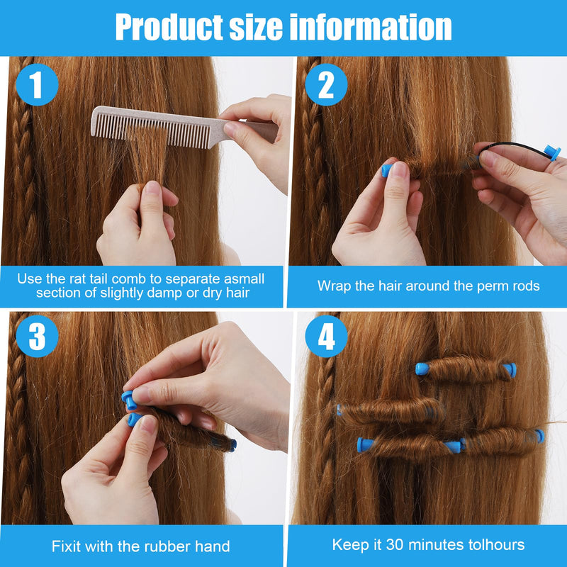 40 Pcs Perming Rods Perms for Short Hair Small Hair Rollers Perm Curlers Plastic Cold Wave Rod Rollers Curling Rod Women Diy Hairdressing Tools for Long Short Natural Hairdressing Tools(Blue)