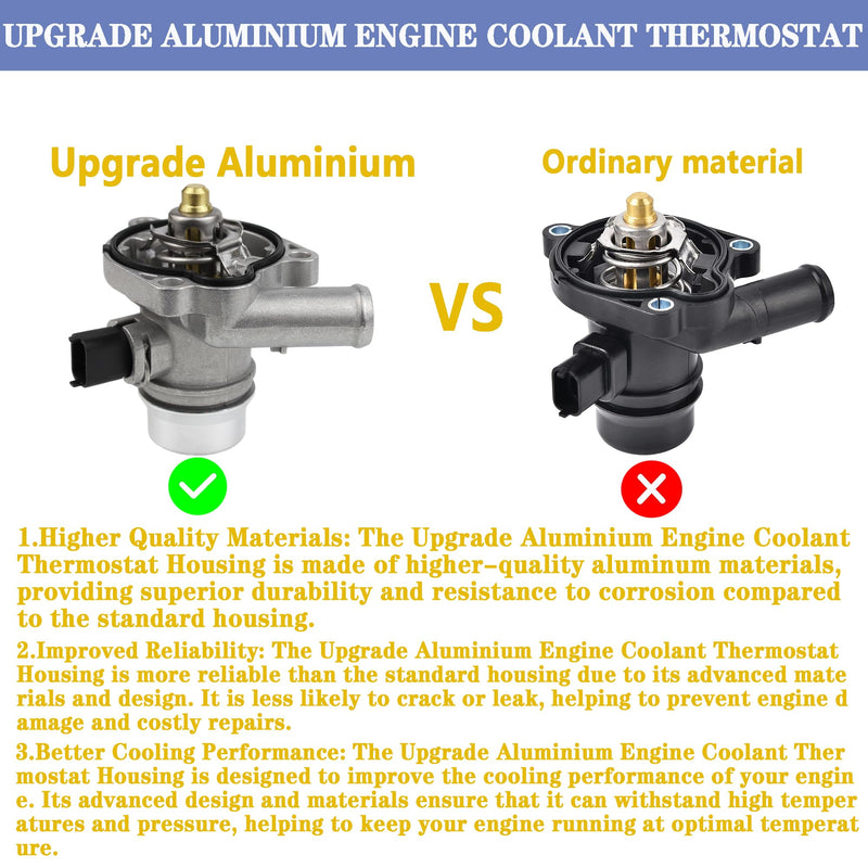 Upgrade Aluminium Engine Coolant Thermostat Housing Assembly Compatible with 2011-2020 Chevy Cruze Limited Sonic Trax Buick Encore 1.4L Replaces 25200455 55565336 55579010 55593034 902-808