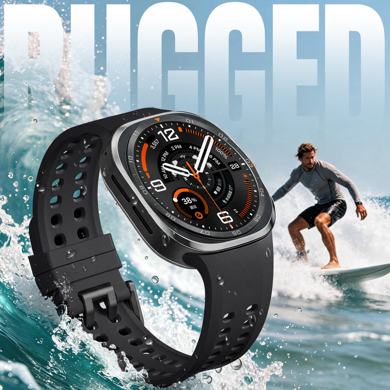 Adorve Marine Band for Samsung Galaxy Watch Ultra 2 / Ultra Bands Men Women | Breathable Soft Silicone Rugged Ocean Wateterproof Sport Wristband for Galaxy Watch Ultra/Ultra 2 47mm (2026/2025/2024),Black Black