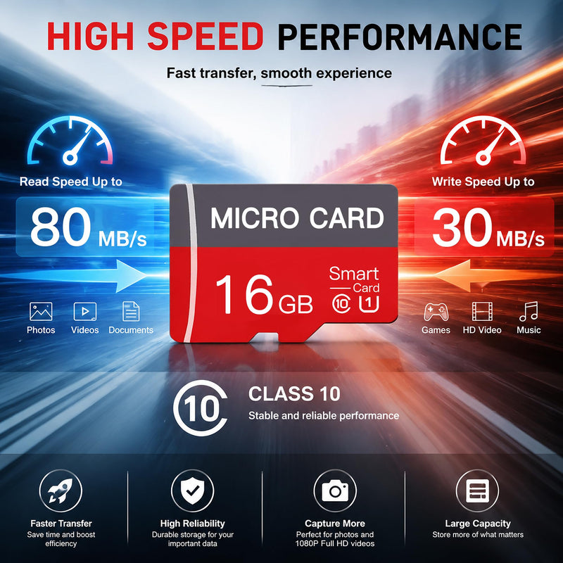 2 Pack 16GB Micro SD Card Class10 Memory Card U3 TF Card with Adapter for Smartphones, Tablets, and Cameras