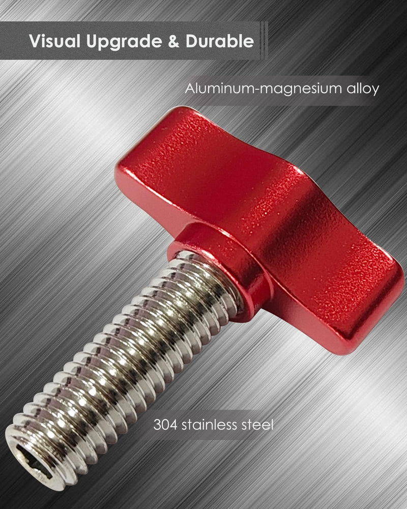 Aluminum Hardtop Quick Removal Fastener Thumb Screws Nuts Kit Fits for Jeep Wrangler YJ TJ JK 1995-2018, Universal Hard Top Bolts with Nuts Washer Tie-Down D-Rings Pack 8 Pack (Red) Red