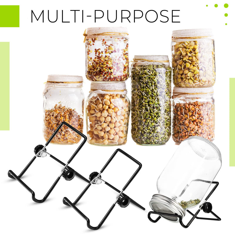 12 Pack Sprouting Stands for Wide and Regular Mouth Mason Jars Canning Jars Holder Stainless Steel Foldable Adjustable Stands for Growing Organic Sprouting
