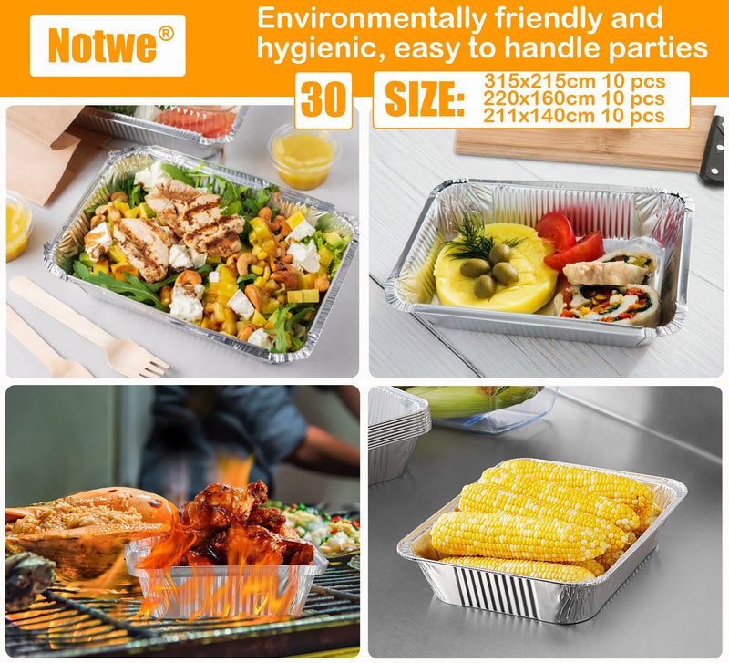 Notwoe® 40 Pack Disposable Aluminum Pans with Lids, 12x8 and 8x6 Square 8x5 6.9x4.3 Square Combo Set, Disposable Baking and Cake Pan. (40 Pack w/Lids) 40 Pack w/Lids