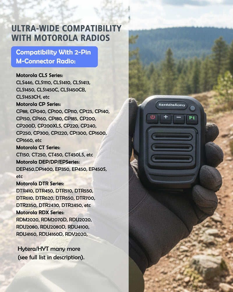 Wireless WalkieTalkie Handheld Speaker Microphone for Motorola & Yaesu | 2 Pin M Connector Handheld Mic for Motorola CP200 CP185 CLS1410 RMU2040 Yaesu FT-4XR, Hands-Free, Lightweight, Long Range Mic