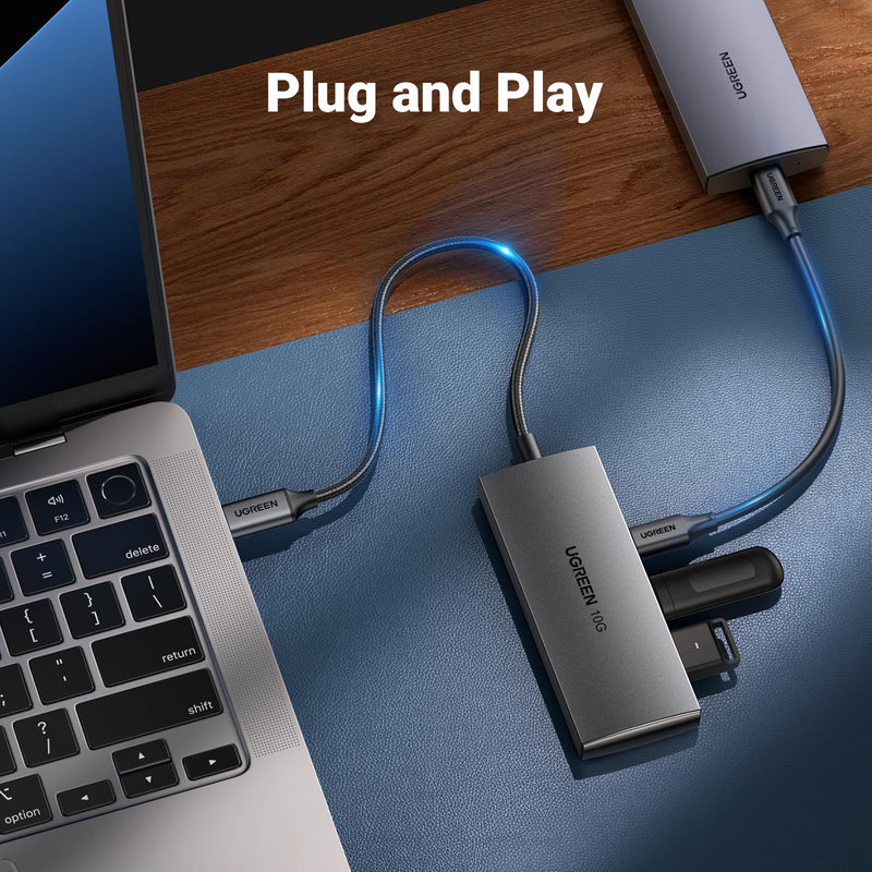 UGREEN USB C Hub 10Gbps 4 Ports USB 3.2 Adapter Bundle with Revodok 105 USB C Hub