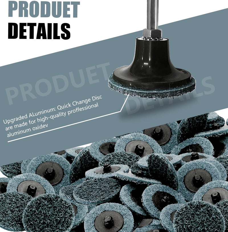 50Pcs Surface Conditioning Disc Sanding Discs 1/4'' Holder Quick Change for Paint Rust Removal Surface Strip Polishing Grind Burr Finish Burr Finish (2 Inch/Fine/180-240Grit/Blue) BLUE 180 Fine 2INCH
